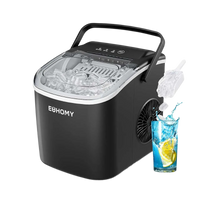 Euhomy black bullet ice maker with clear lid, ice basket and drink with ice