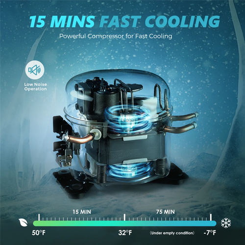Euhomy car refrigerator compressor with 15 min fast cooling, low noise operation