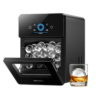 Euhomy Rock SE sphere ice maker with clear ice spheres and whiskey glass