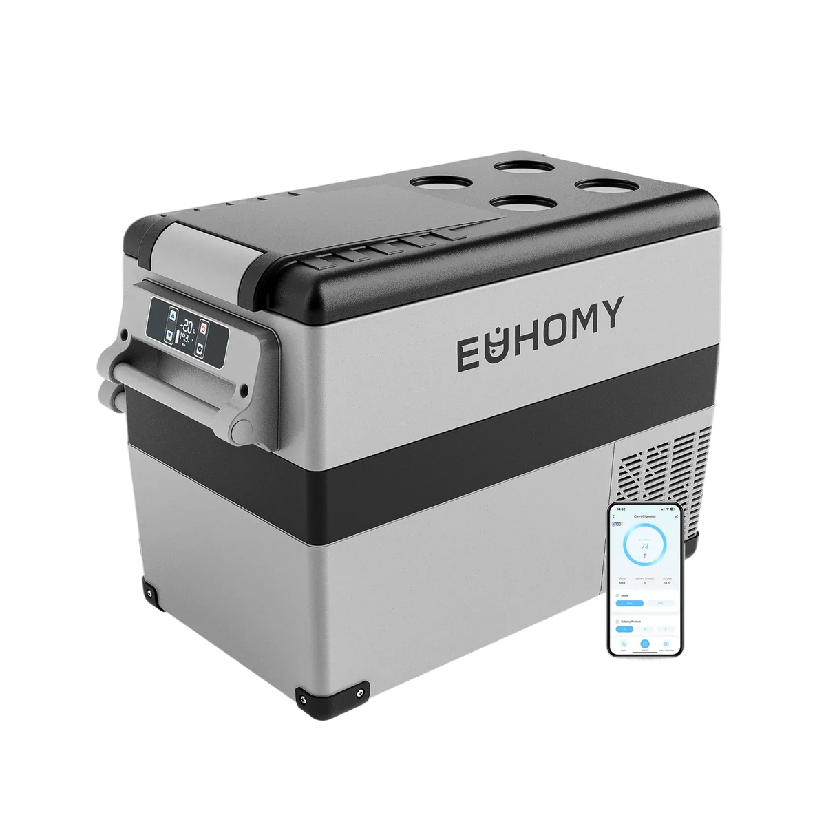 Euhomy Rover H1 portable car refrigerator with APP control, gray and black