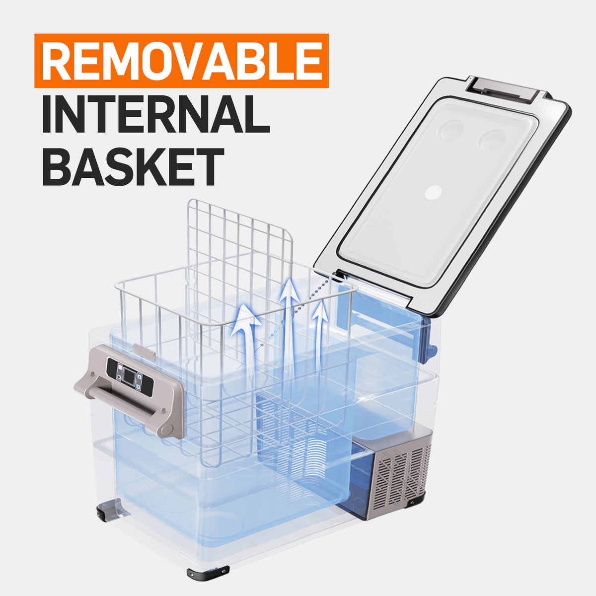 Euhomy Rover H1 car refrigerator with removable internal basket and top lid