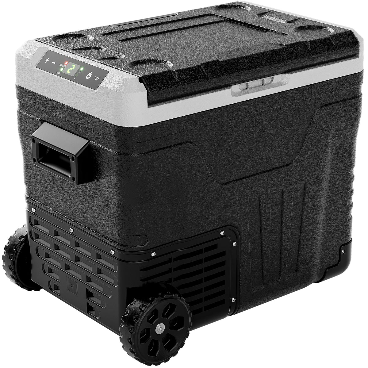 Euhomy Rover W2 portable car refrigerator in black and gray, wheeled 37QT/53QT cooler